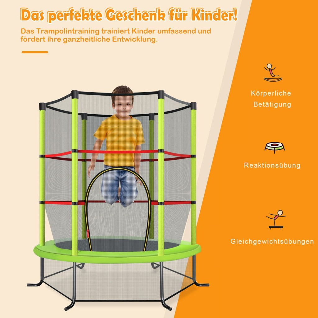 Ø165Cm Gartentrampolin Mit Sicherheitsnetz Trampolin Bis 135KG Belastbar Für Kinder Ab 3 Jahre