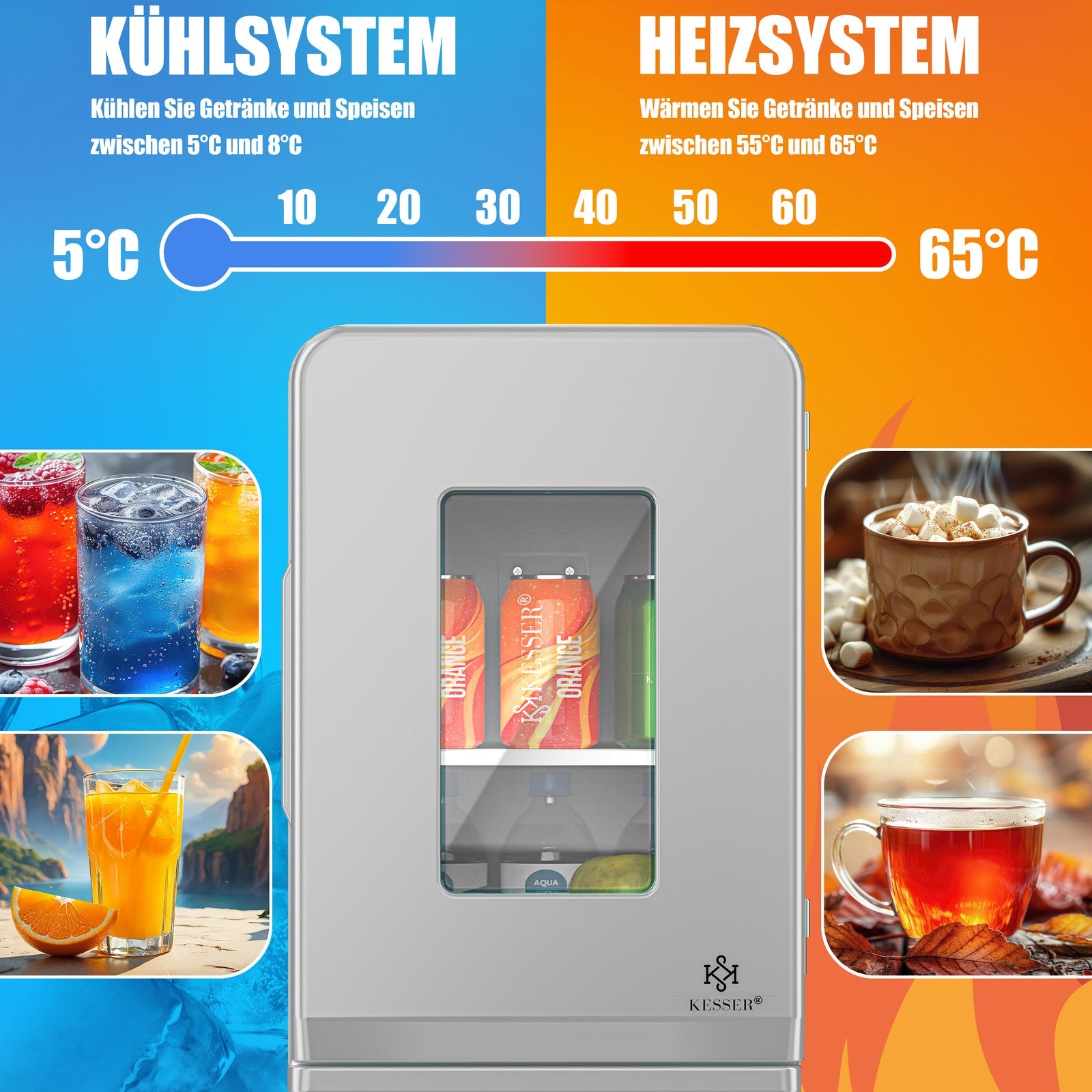 KESSER® Mini Kühlschrank 15 L Kühl Und Heizfunktion Minibar Kühlbox Thermobox