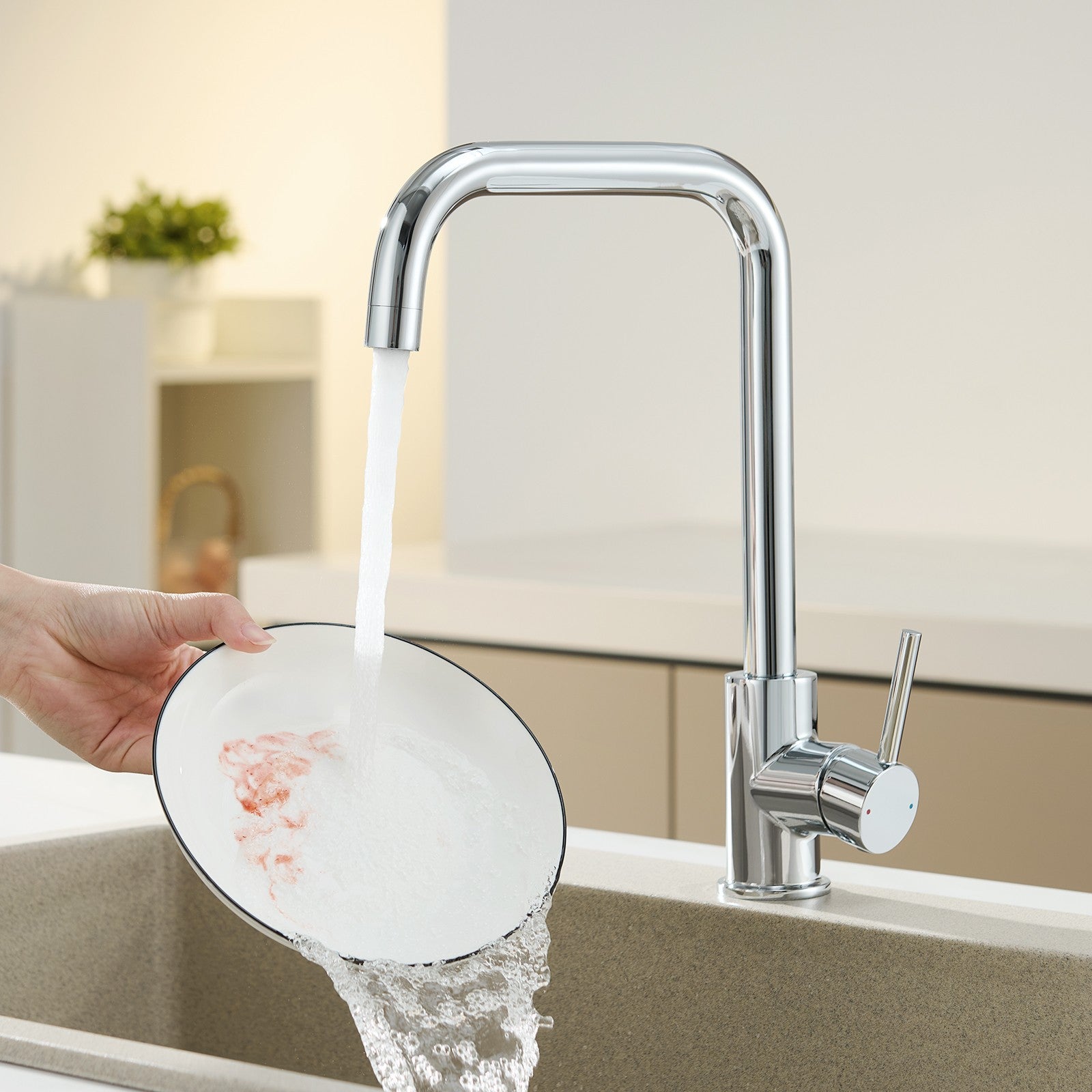 360° Drehbarer Küchenarmatur Wasserhahn Mischbatterie Küche Spültischarmat