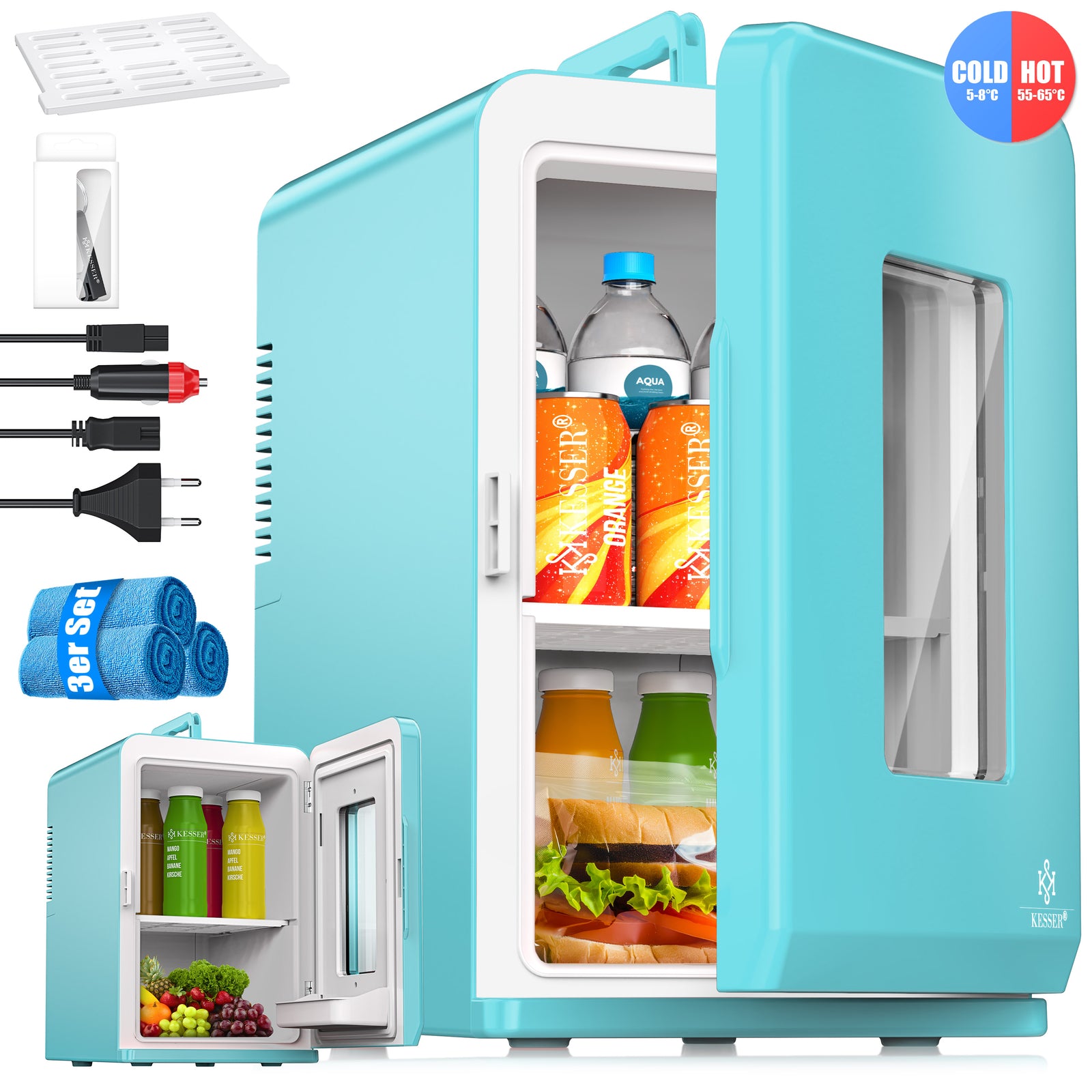 KESSER® Mini Kühlschrank 15 L Kühl Und Heizfunktion Minibar Kühlbox Thermobox