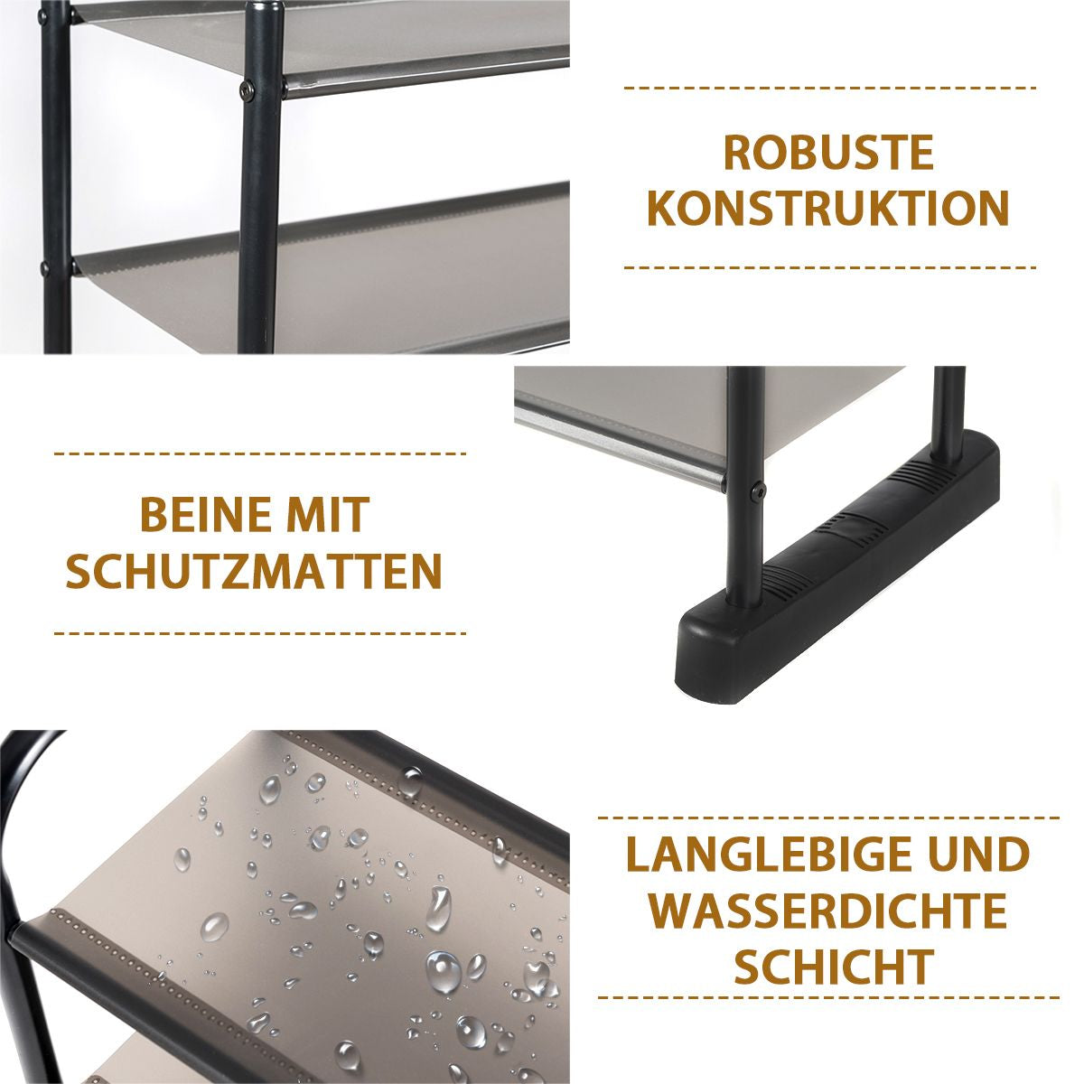 Schuhregal Mit 10 Ebenen & Abnehmbarem Regal & Metallrahmen Platzsparende Schuhablage Schwarz