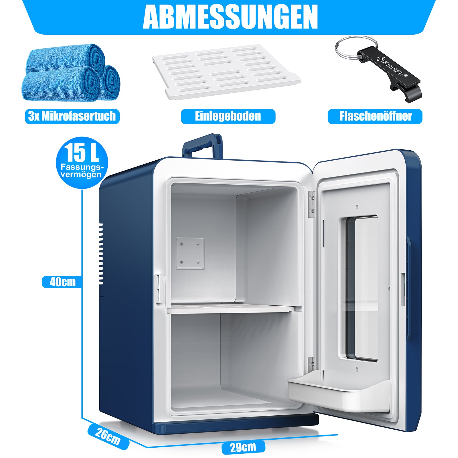 KESSER® Mini Kühlschrank 15 L Kühl Und Heizfunktion Minibar Kühlbox Thermobox