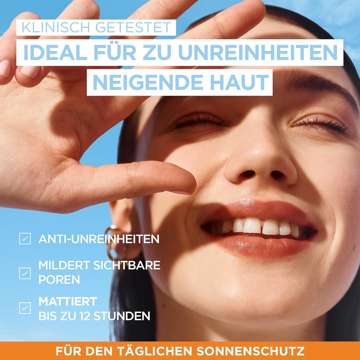 Garnier Ambre Solaire LSF 50+ Super UV Fluid Sonnenschutz, Sonnencreme Mit Hyaluronsäure, Ultraleichte & Mattierende Formel Für Das Gesicht, Unsichtbar, Schutz Vor Sonnenbrand & Pigmentflecken, 40Ml