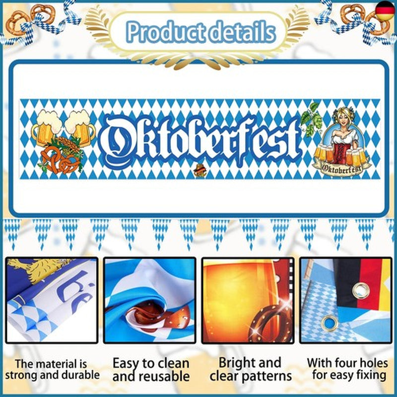 Oktoberfest Party Banner, 300 × 50 Cm Bayerisches Oktoberfest Deko, Oktoberfest