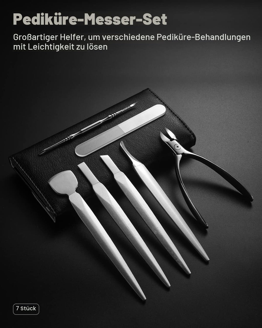 FERYES Pediküre-Messer, Eingewachsene Zehennägel, 7-Teiliges Professionelles Pediküre-Werkzeug, Zehennagelpflege-Set, Erstklassige Fußklinge, Super Scharfe Zehennagelknipser