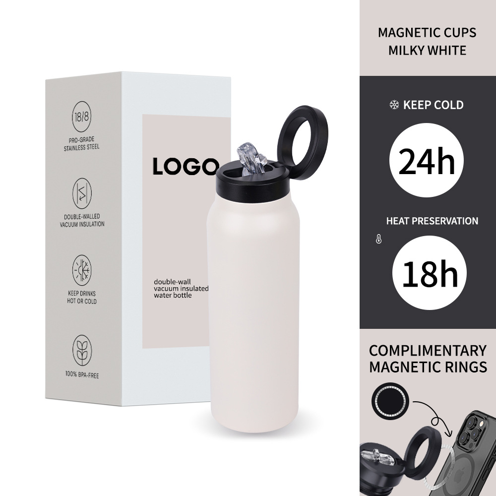 (US-DE Shipping) Stainless Steel Water Bottle With Lid Magnetic