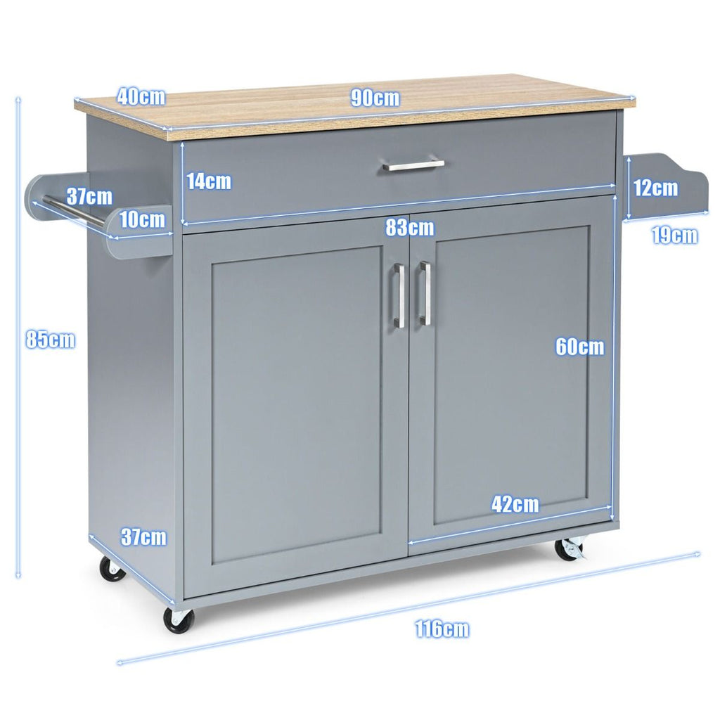 Küchenwagen Mit Handtuchhalter & Gewürzboard & Schublade Kücheninsel Rollbarer Küchenschrank