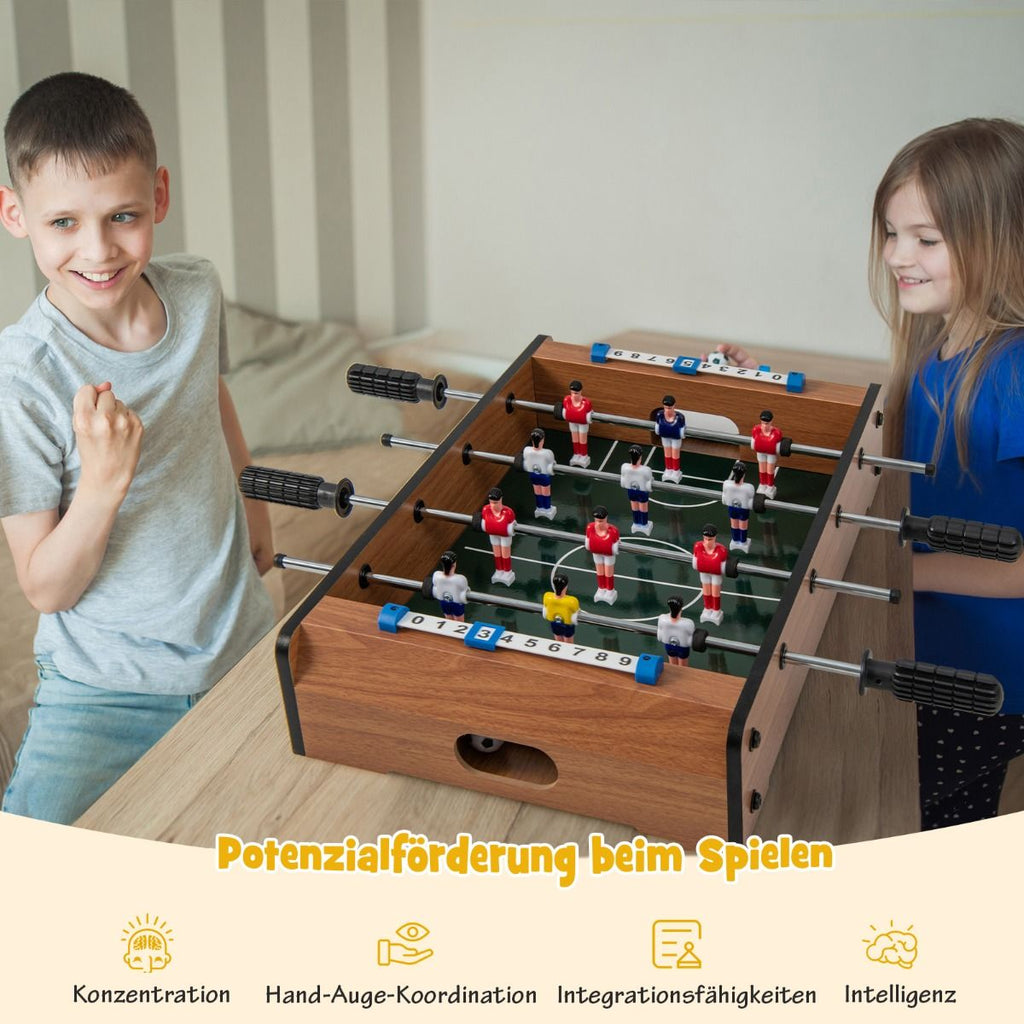 Mini-Fußballtisch Für 2 Spieler Platzsparender Tischkicker Mit Robustem Griff 51 X 30,5 X 9 Cm Natur