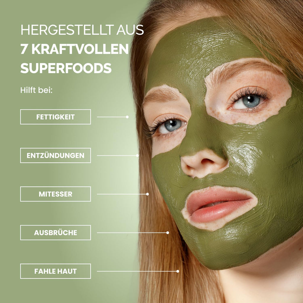 PLANTIFIQUE Koreanische Gesichtsmaske Mit Avocado, Fango & Superfoods 110G - Tonerde Maske Körper Und Gesicht anti Pickel Poren Mitesserentferner - Korean Clay Face & Body Mask
