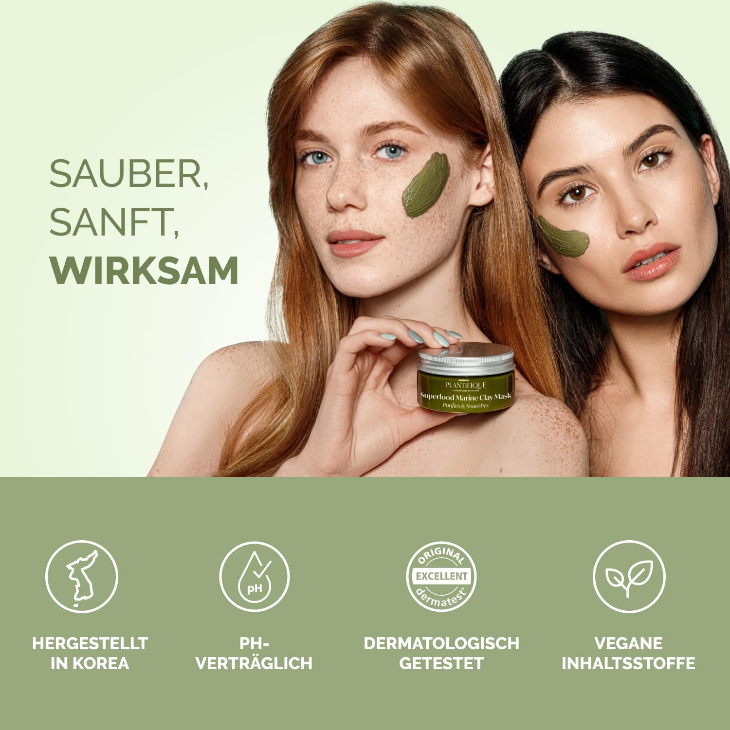 PLANTIFIQUE Koreanische Gesichtsmaske Mit Avocado, Fango & Superfoods 110G - Tonerde Maske Körper Und Gesicht anti Pickel Poren Mitesserentferner - Korean Clay Face & Body Mask