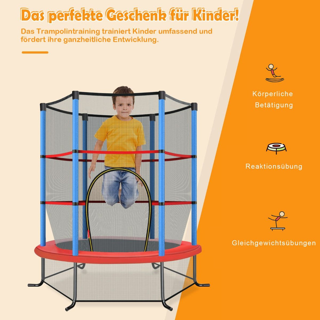 Ø165Cm Gartentrampolin Mit Sicherheitsnetz Trampolin Bis 135KG Belastbar Für Kinder Ab 3 Jahre