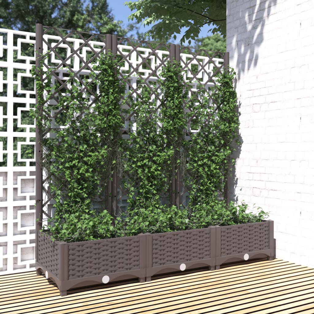 Garten-Pflanzgefäß Mit Spalier Braun 120 X 40 X 121,5 Cm PP