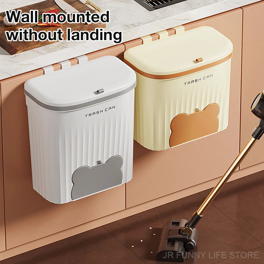 8.5/12L Kitchen Wastebasket Wall Mounted Trash Can with Lid Bathroom Trash Bin Garbage Can for Cabinet under Sink Recycling Bin