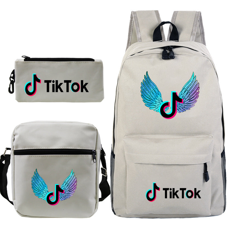 Customizable TikTok Print Backpack Set with Pouch