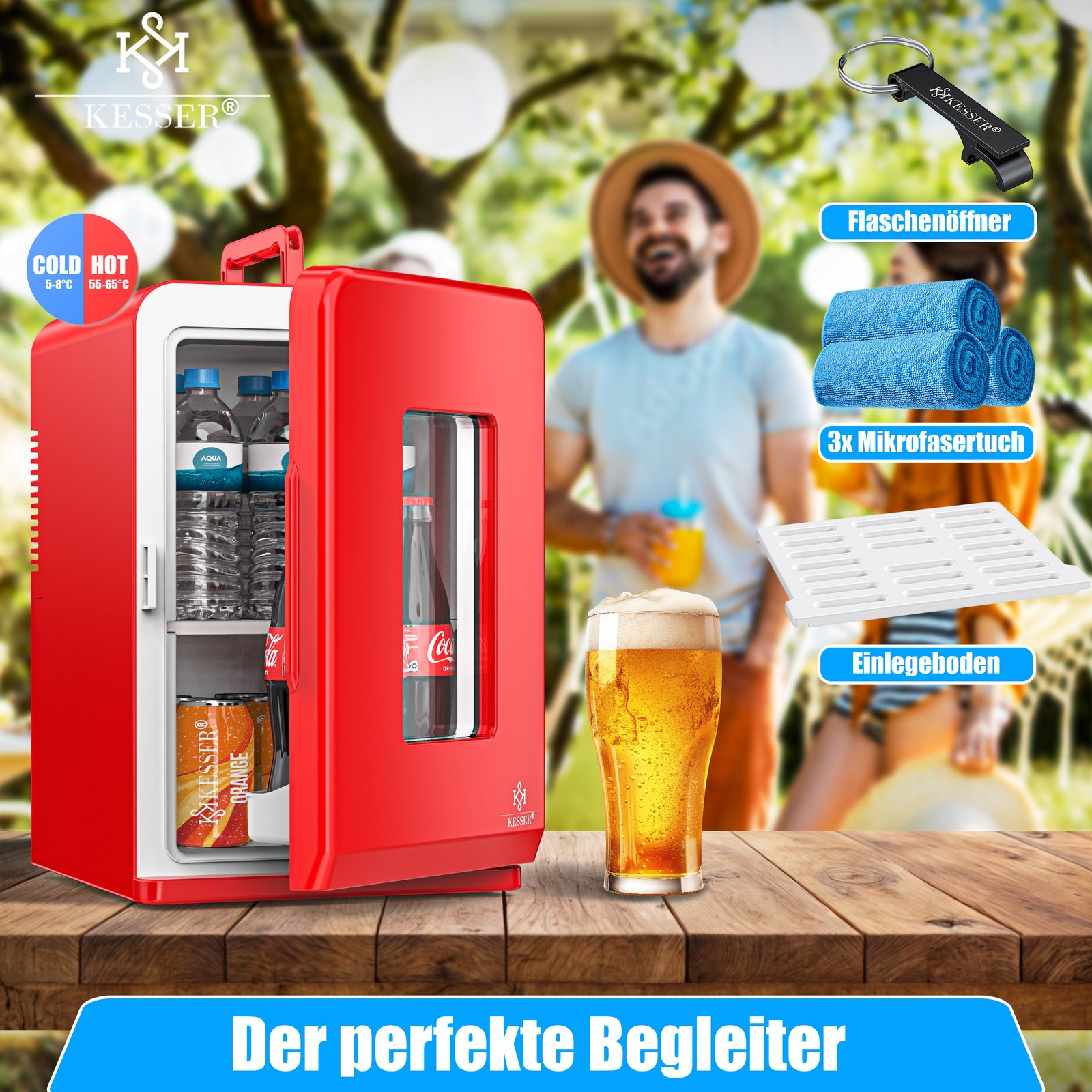 KESSER® Mini Kühlschrank 15 L Kühl Und Heizfunktion Minibar Kühlbox Thermobox