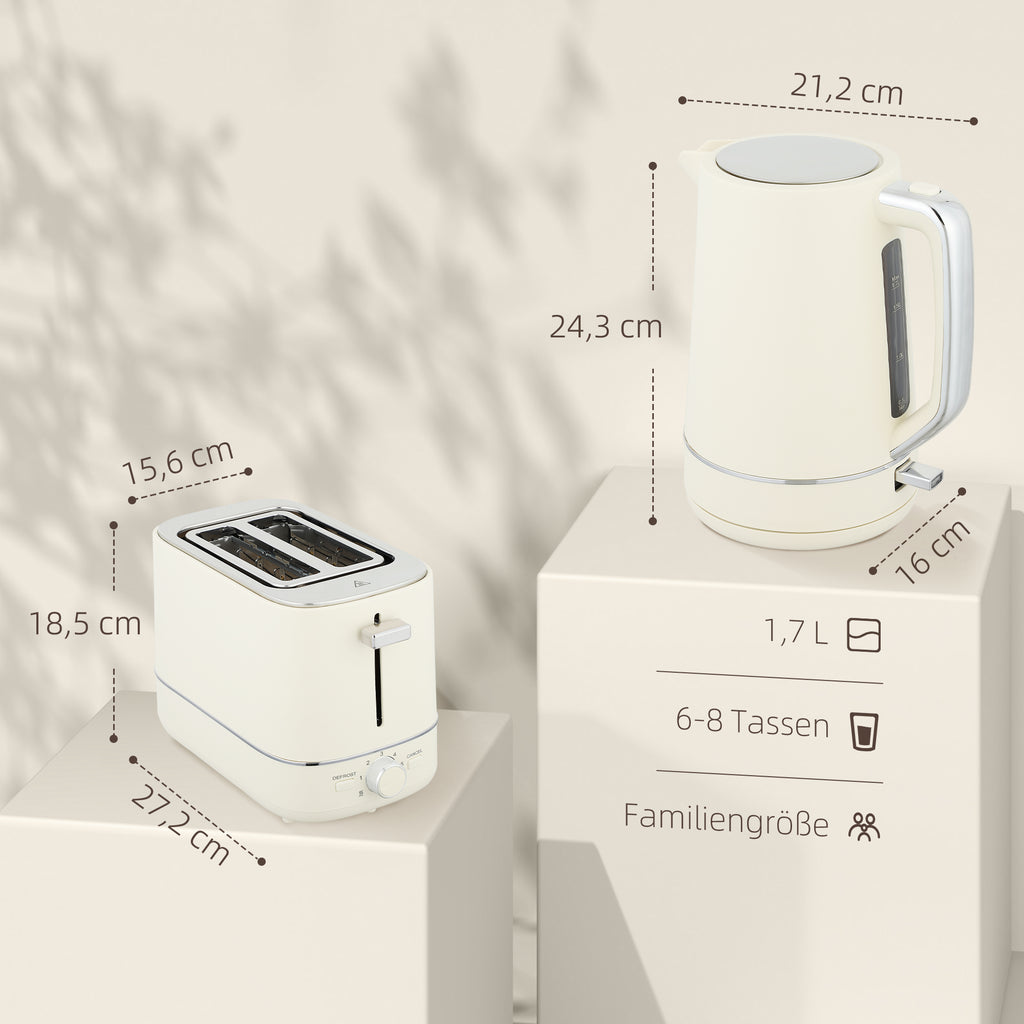 Wasserkocher Toaster Set Frühstück-Set Mit 1,7L Wasserkocher, 2 Scheiben Toaster