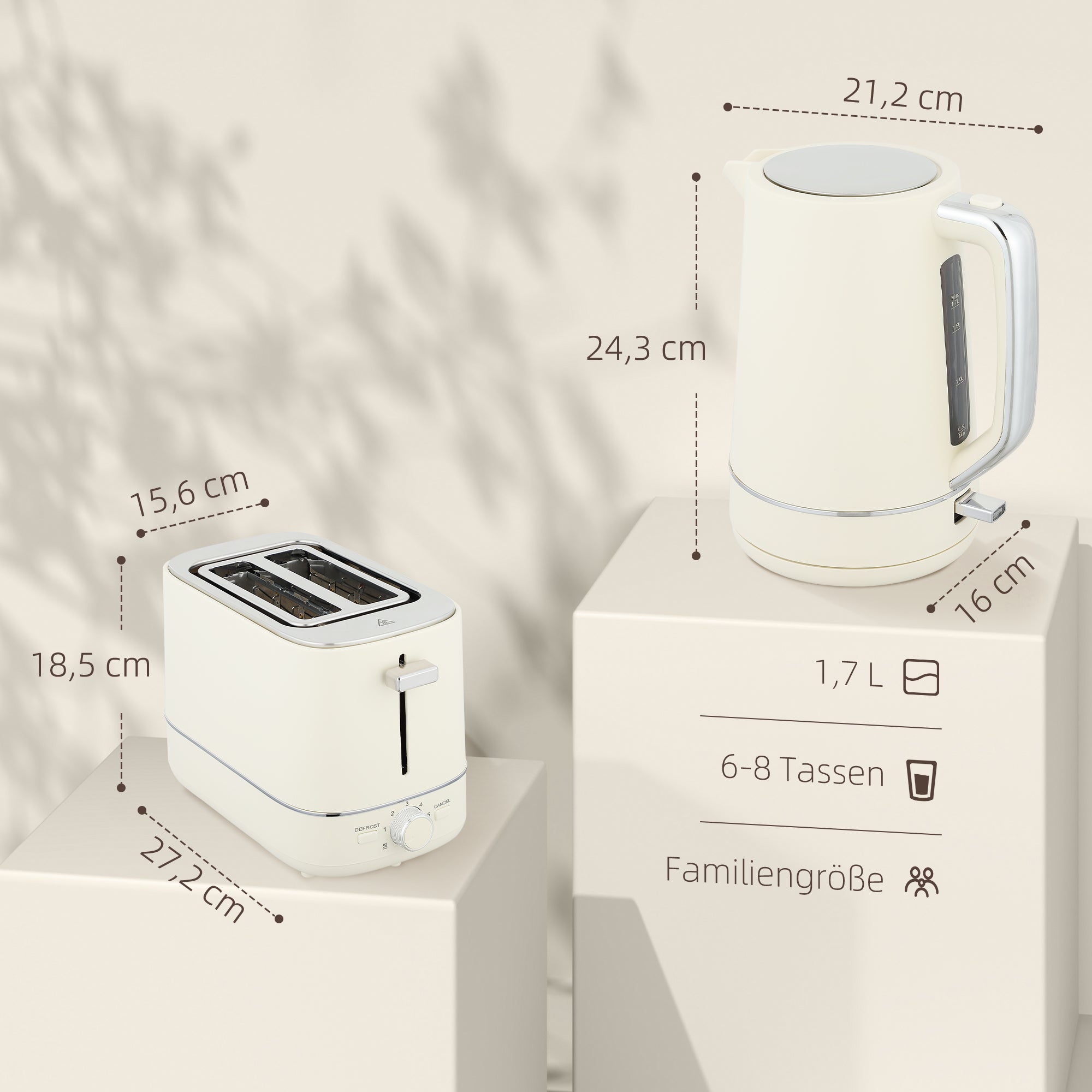 Wasserkocher Toaster Set Frühstück-Set Mit 1,7L Wasserkocher, 2 Scheiben Toaster