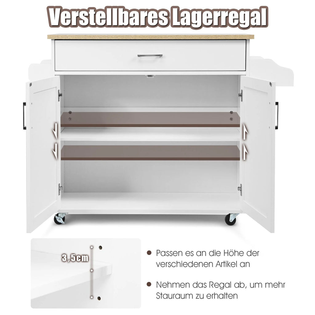 Küchenwagen Mit Handtuchhalter & Gewürzboard & Schublade Kücheninsel Rollbarer Küchenschrank