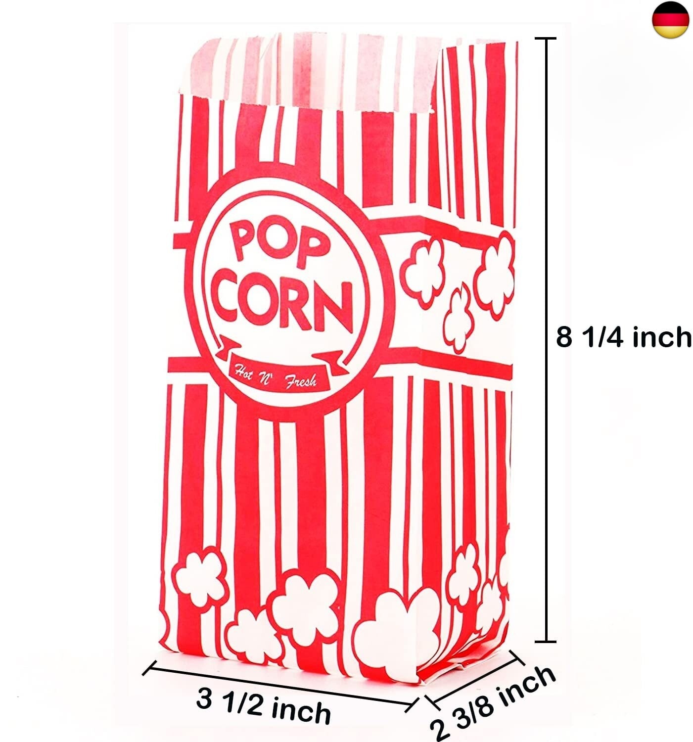 Tebery 200 Stück Popcorn Tüte, Papiertüten Partytüte, Popcorn Box Candy Tüte