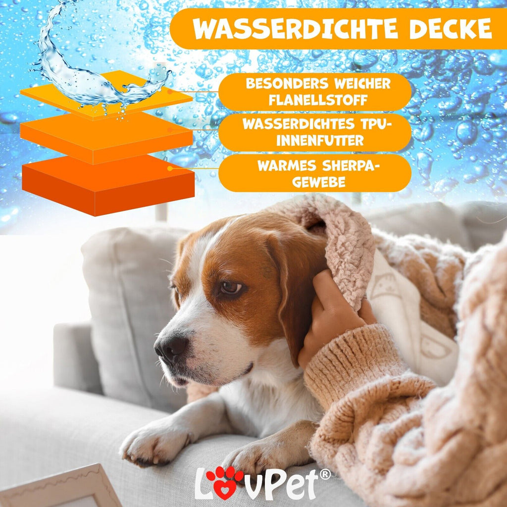 LOVPET® Hunde Decke Wasserdicht Haustier Trockenbett Fleece, 3X Spielzeugknochen