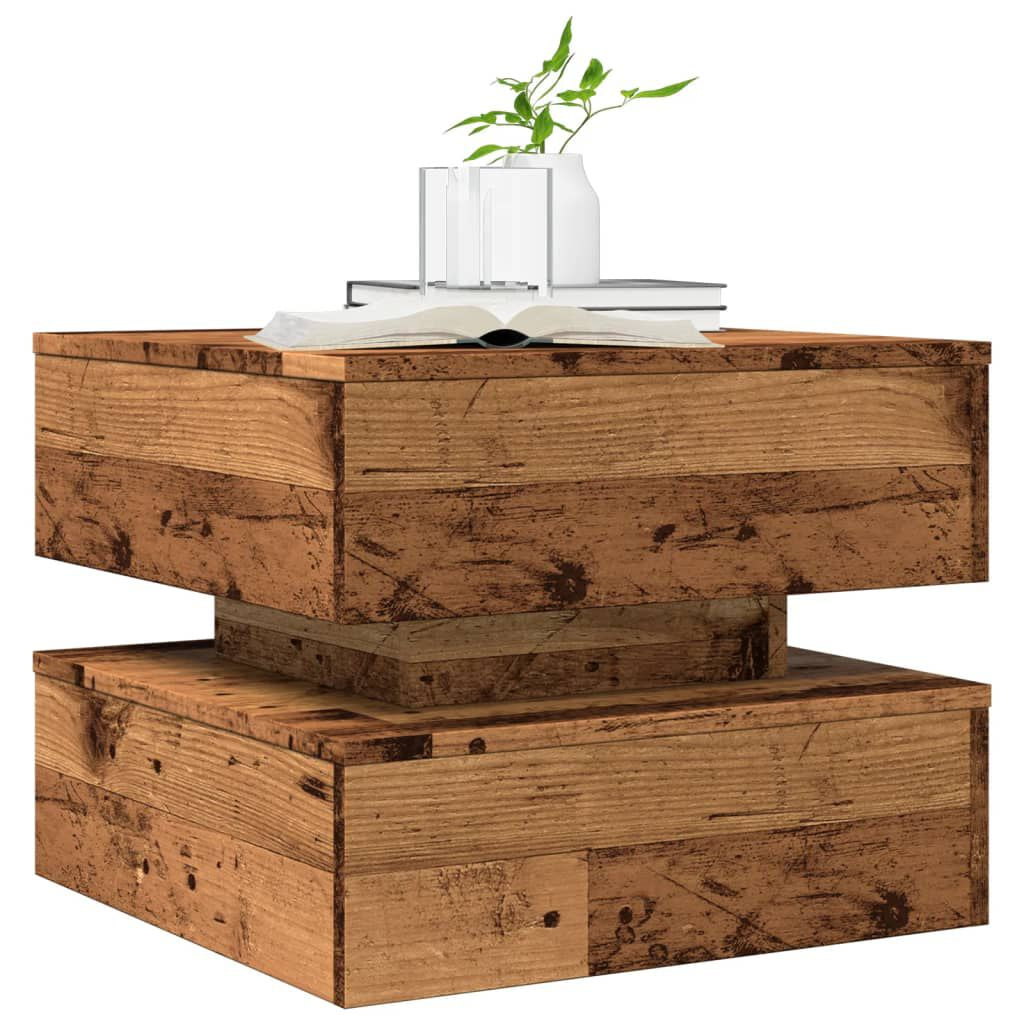 Couchtisch Mit Led-Leuchten Altholz-Optik 50X50X40 Cm