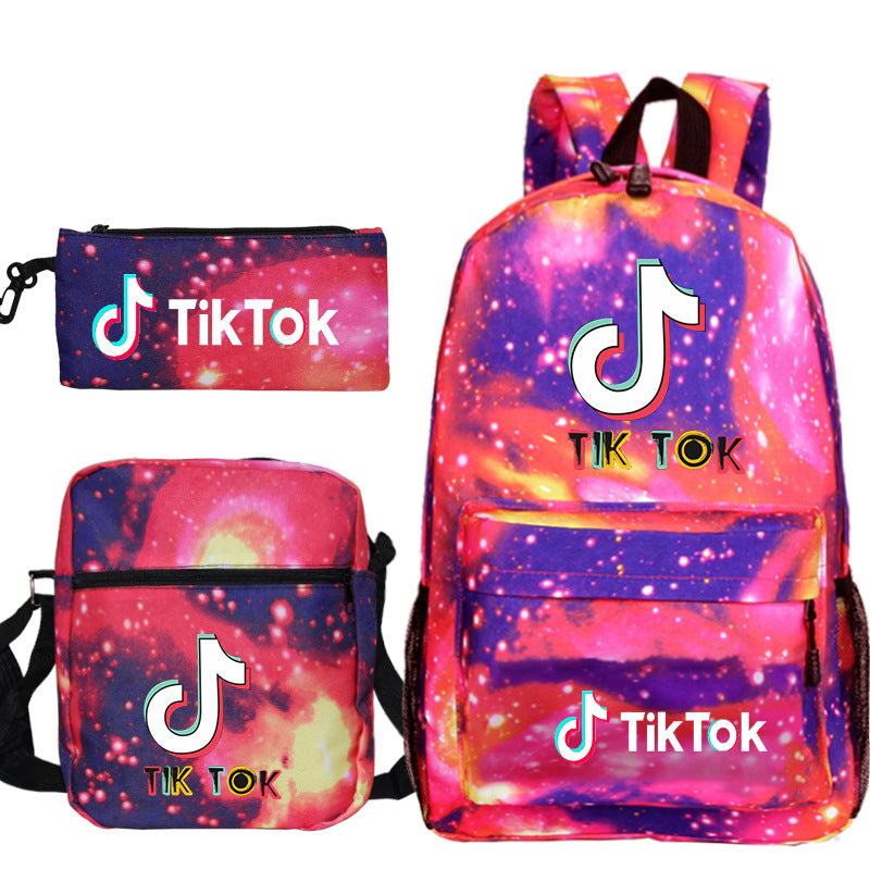 Customizable TikTok Print Backpack Set with Pouch