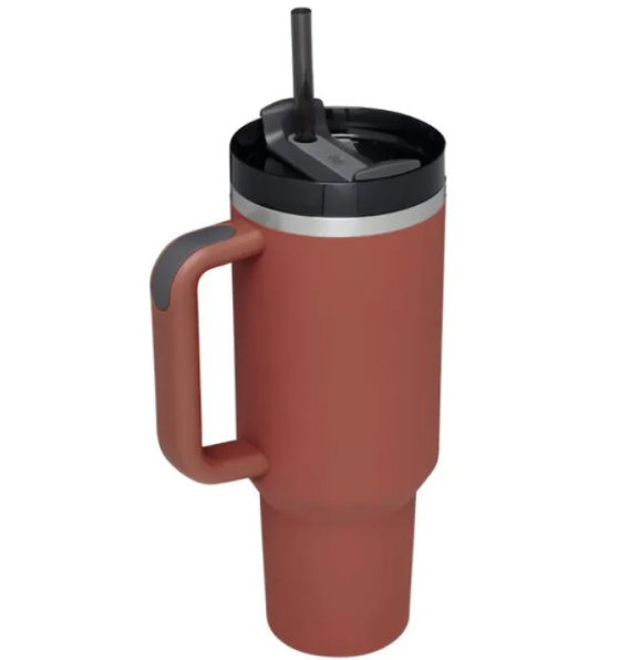 (US-DE Shipping) Portable 40oz Stainless Steel Car Cup with Straw and Handle