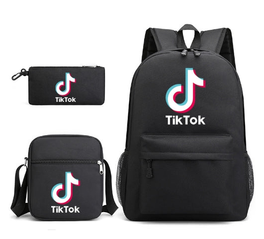 Customizable TikTok Print Backpack Set with Pouch