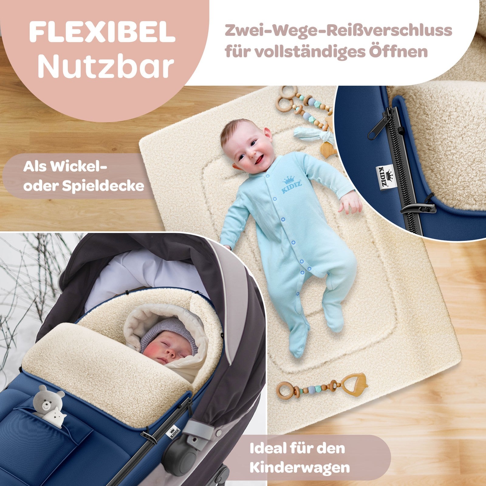 KIDIZ® Babyfußsack Baby Winterfußsack Kinderwagenfuß