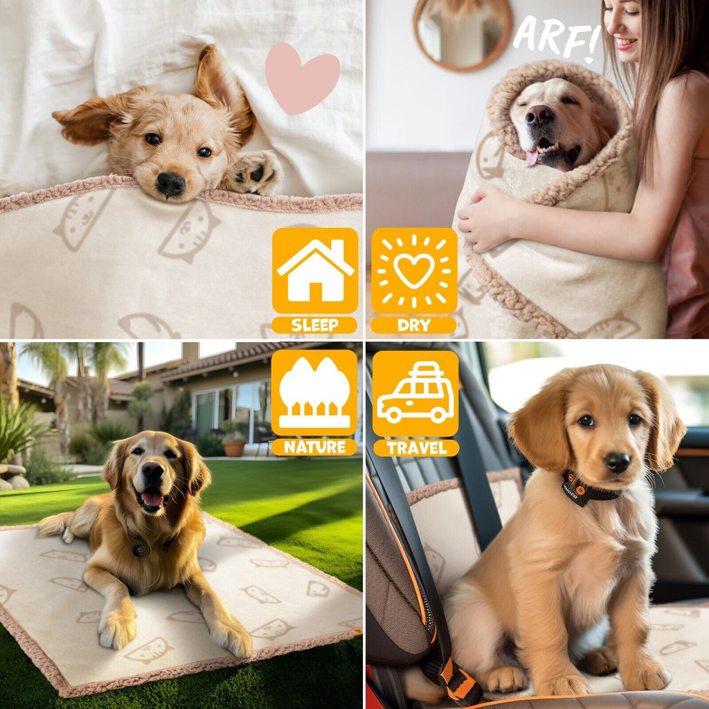 LOVPET® Hunde Decke Wasserdicht Haustier Trockenbett Fleece, 3X Spielzeugknochen