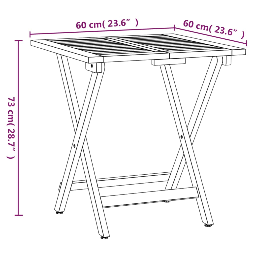 Bistro Set Klappbar Sitzgruppe Balkonmöbel 3-Tlg. Massivholz Akazie Vidaxl