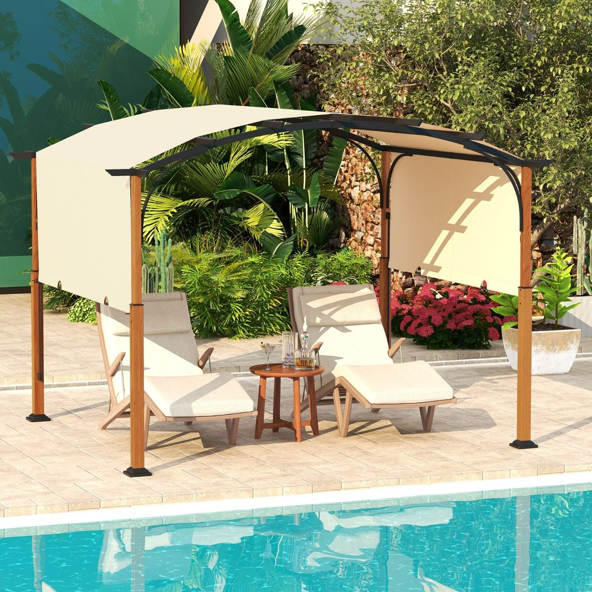 3,6 X 3 M Pergola Mit Ausziehbarem Dach Wasserdichter Stabiler Winterfester Pavillon
