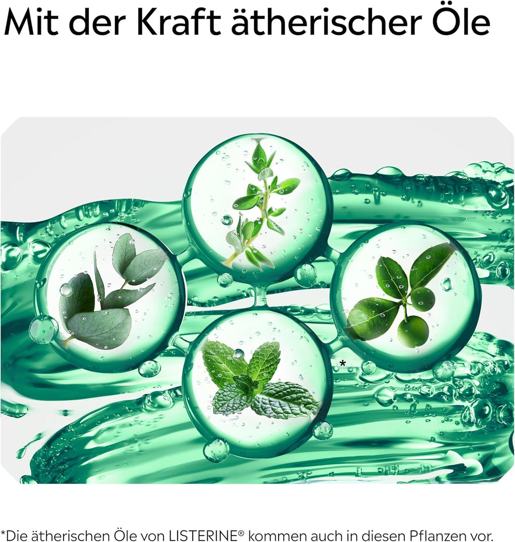 Listerine Fresh Mint Antibakterielle Mundspülung Für Frischen Atem, Mit Ätherischen Ölen, Bekämpft Mundgeruch Verursachende Bakterien, Mit Frischem Minzgeschmack