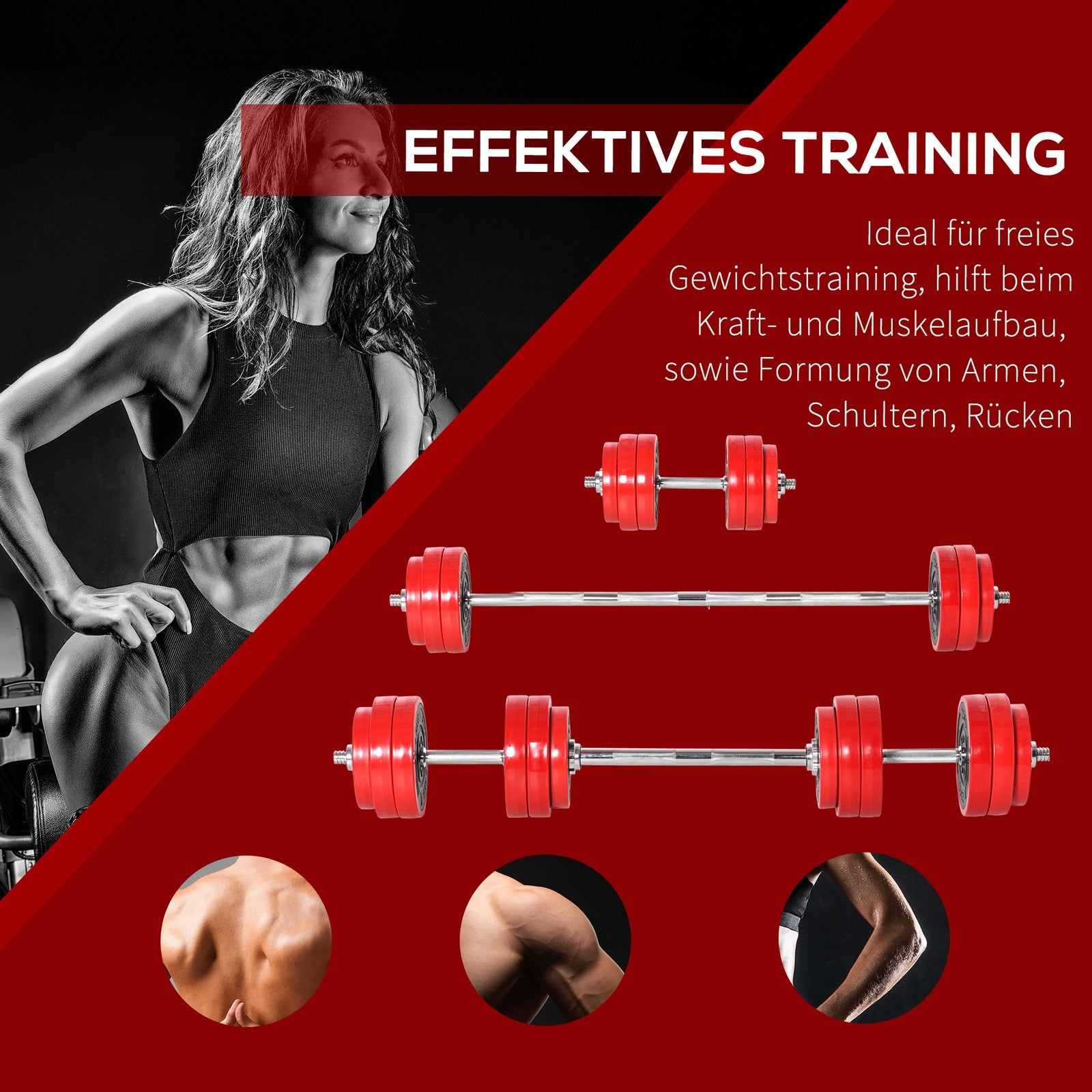 Hantelset Verstellbare Langhantel & Kurzhantel Fitness-Übung