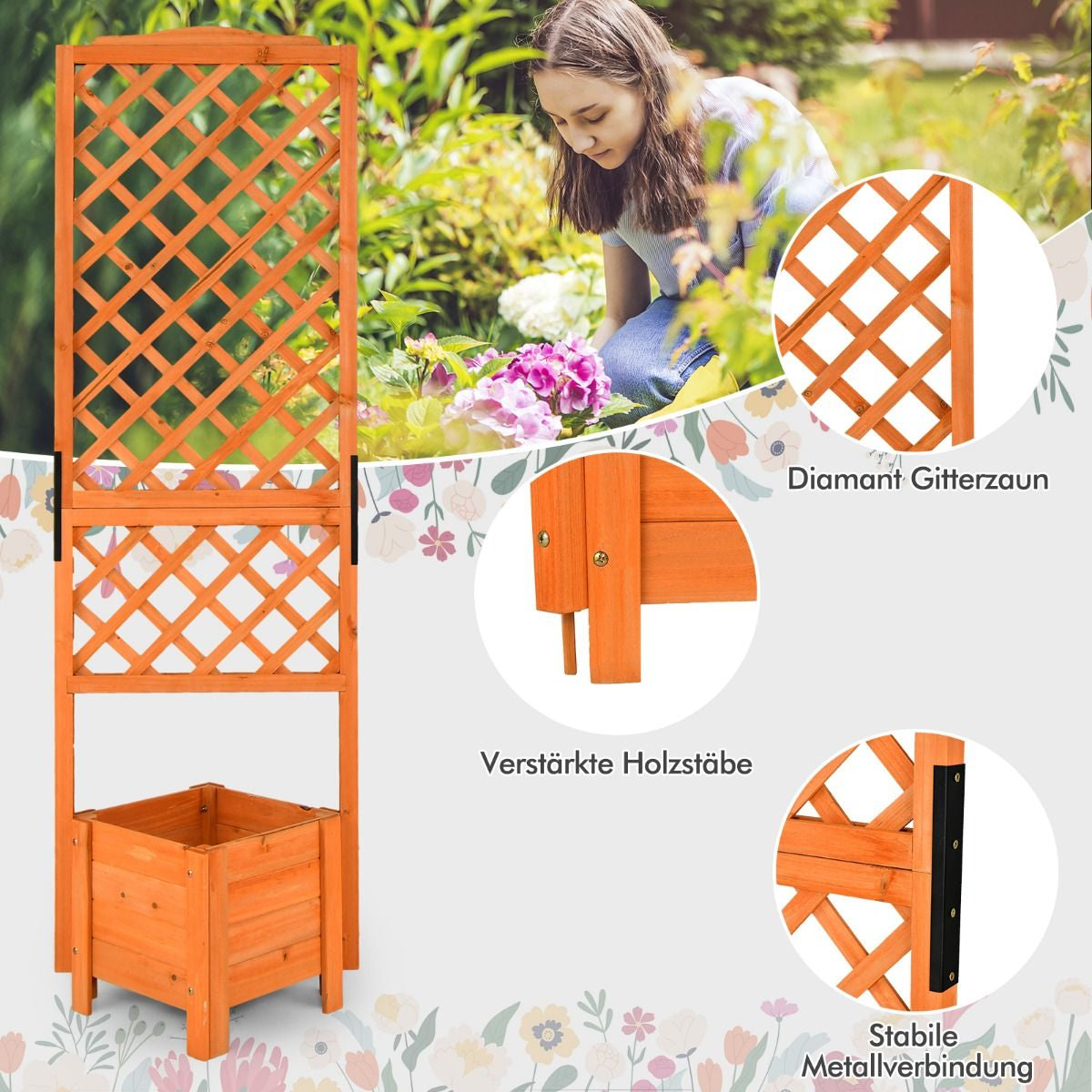Pflanzkasten 180 Cm Hohes Gartenbeet Mit Spalier Orange