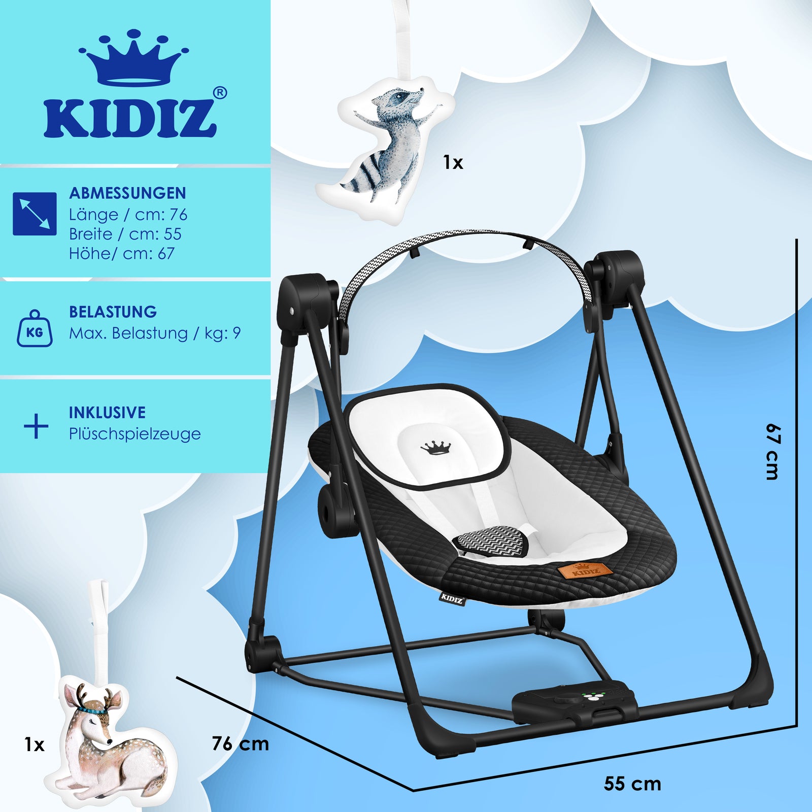 KIDIZ® Babywippe Schaukelwippe Babyschaukel Spielbogen Babywiege Liege Wippe