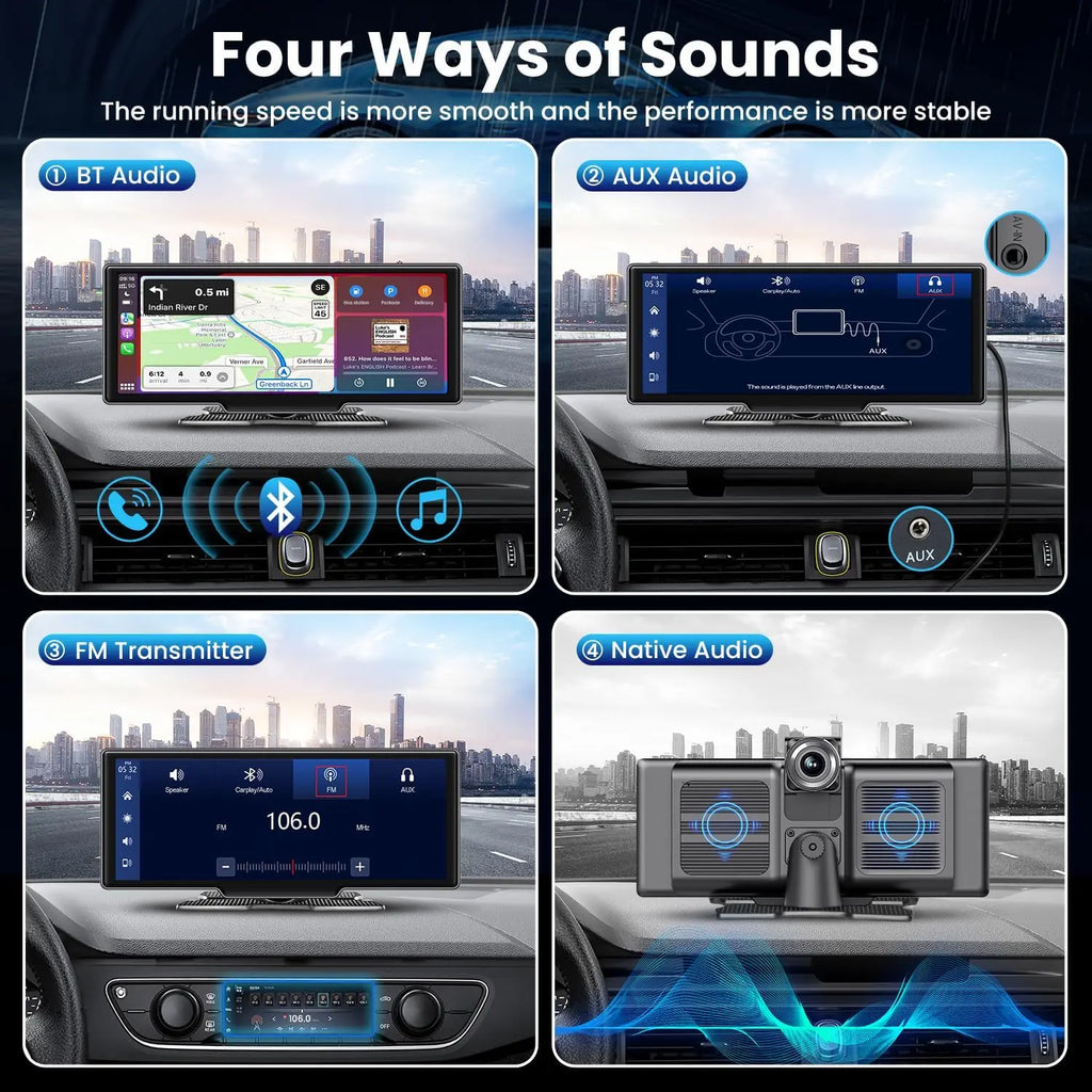 10.26 Inch 4K ADAS Car DVR Wireless Carplay Android Auto Car Radio Multimedia GPS Navigation Video Player BT WIFI Stereo
