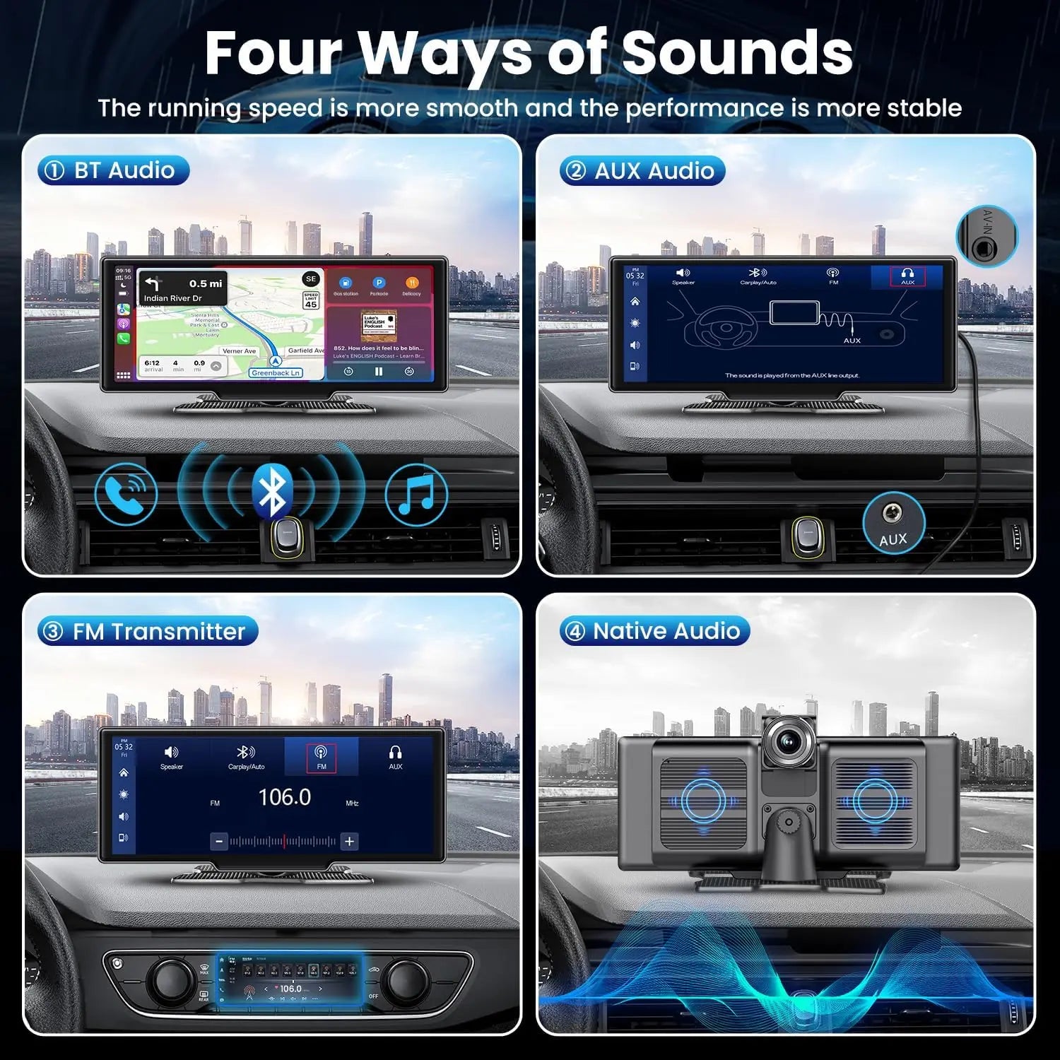 10.26 Inch 4K ADAS Car DVR Wireless Carplay Android Auto Car Radio Multimedia GPS Navigation Video Player BT WIFI Stereo
