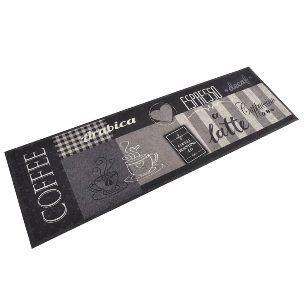 Küchenteppich Waschbar Coffee Schwarz 60X180 Cm Samt