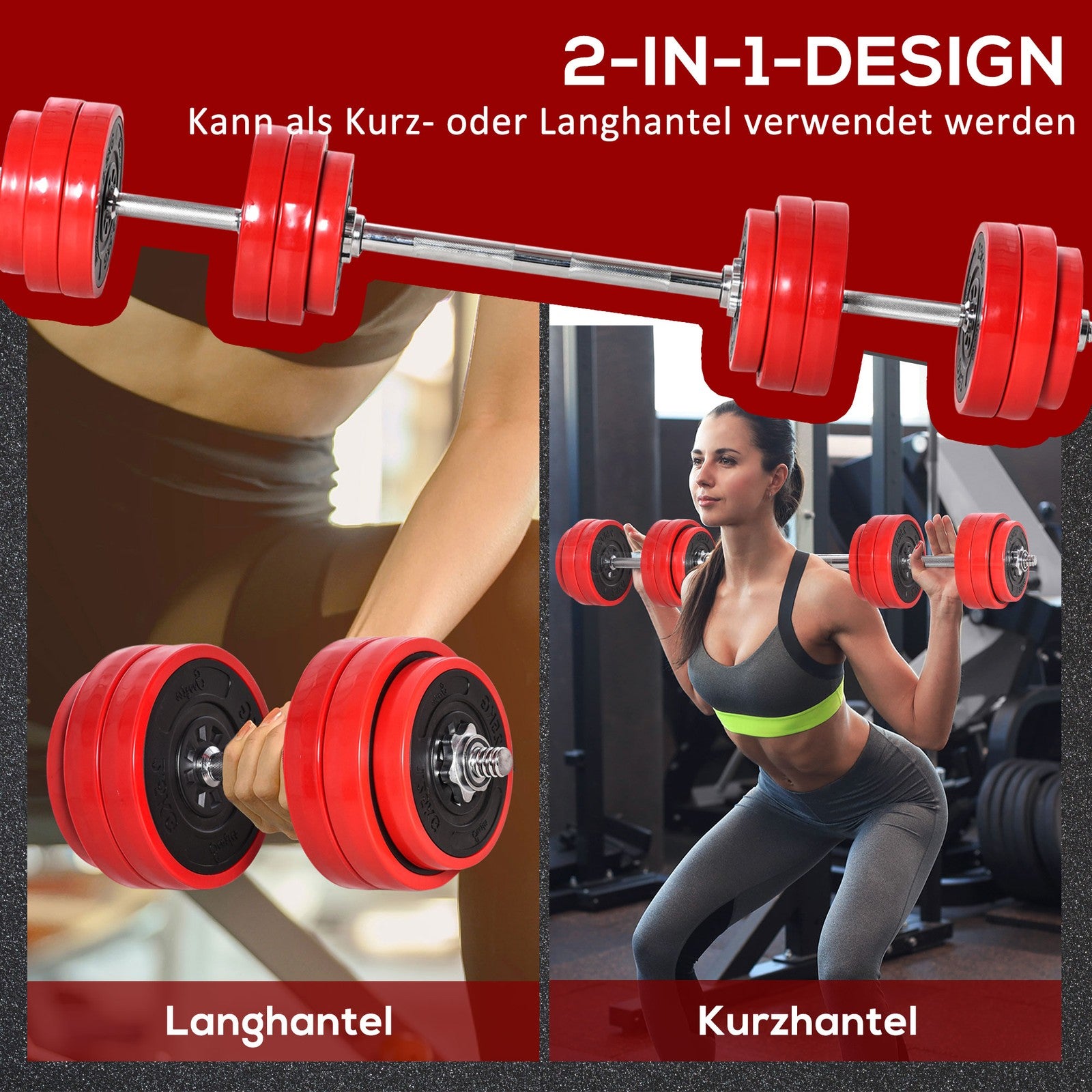 Hantelset Verstellbare Langhantel & Kurzhantel Fitness-Übung