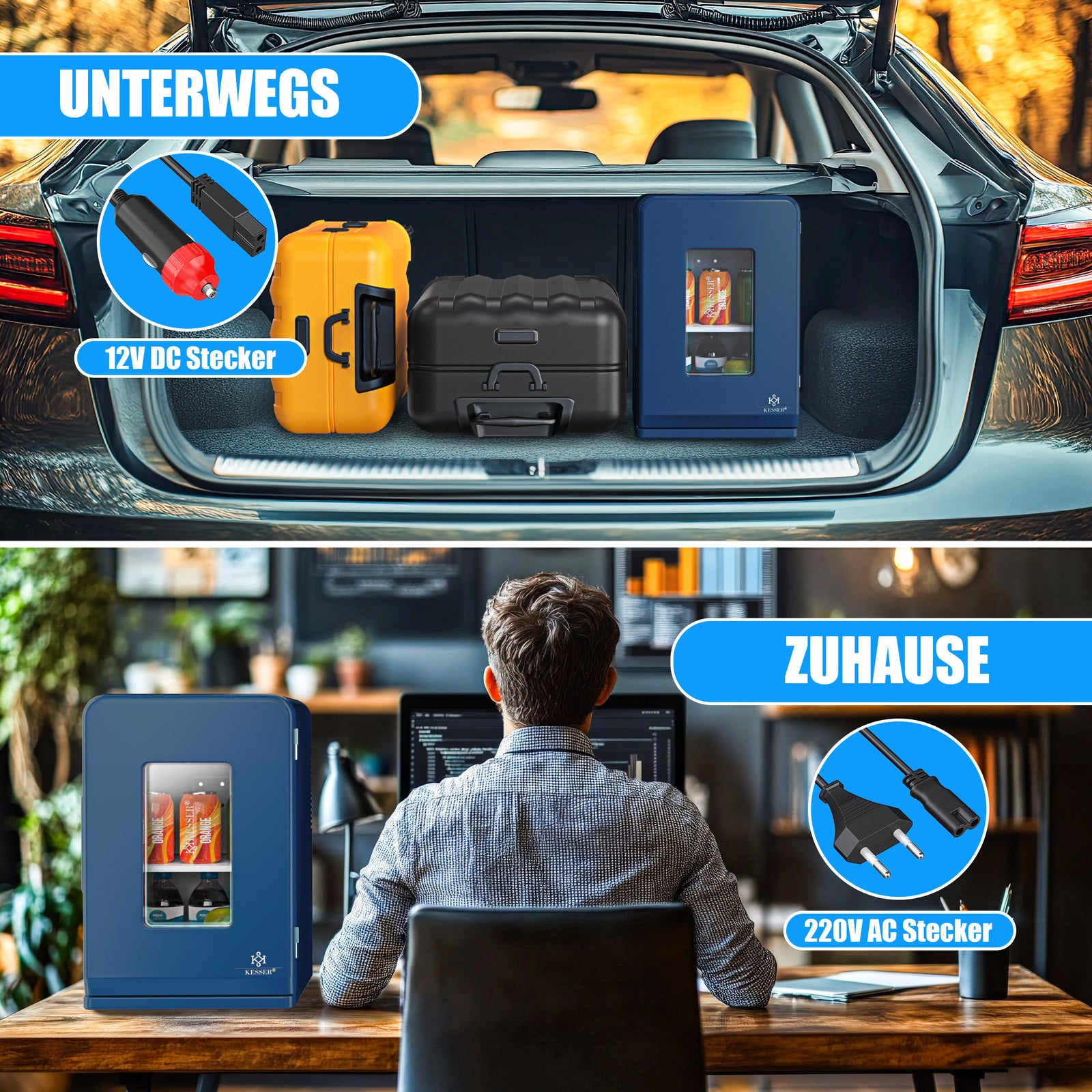 KESSER® Mini Kühlschrank 15 L Kühl Und Heizfunktion Minibar Kühlbox Thermobox