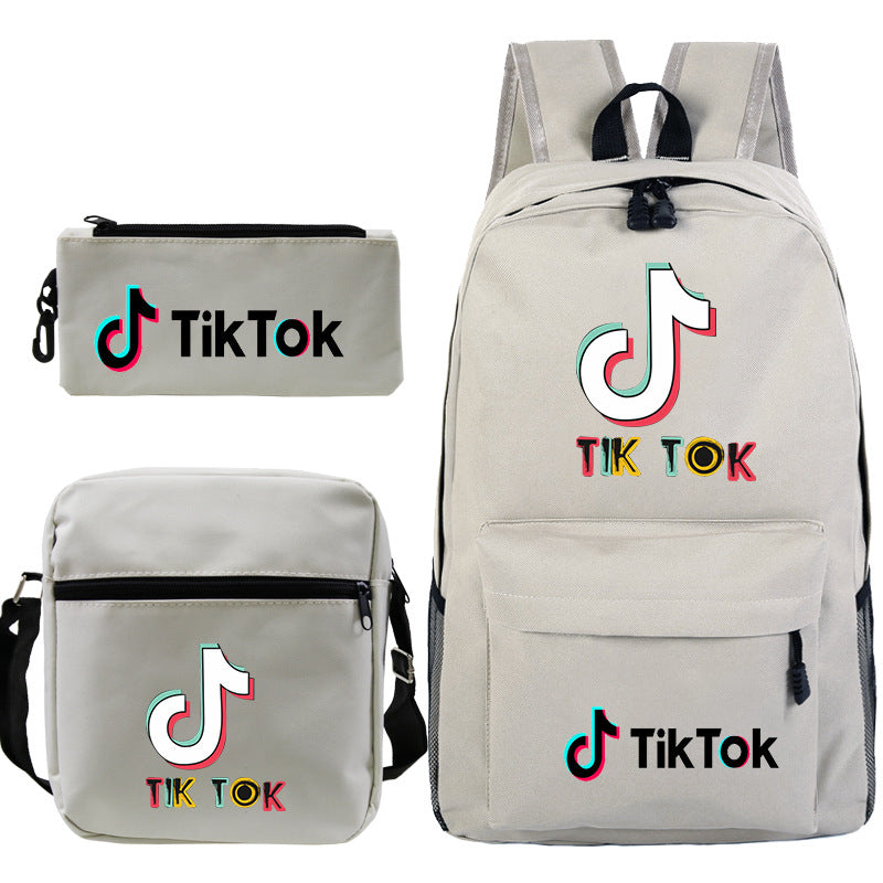 Customizable TikTok Print Backpack Set with Pouch