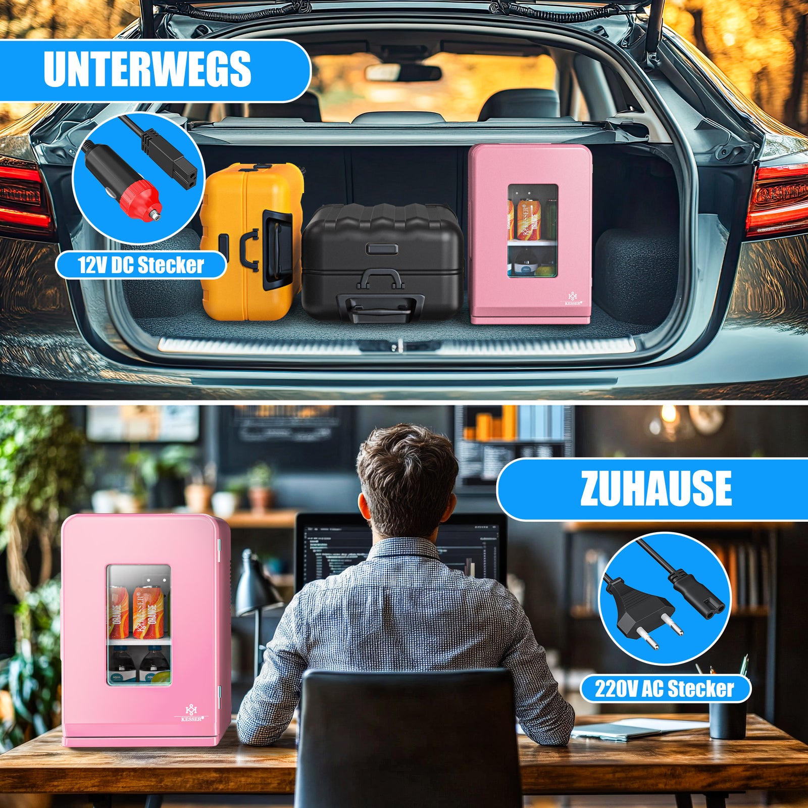 KESSER® Mini Kühlschrank 15 L Kühl Und Heizfunktion Minibar Kühlbox Thermobox