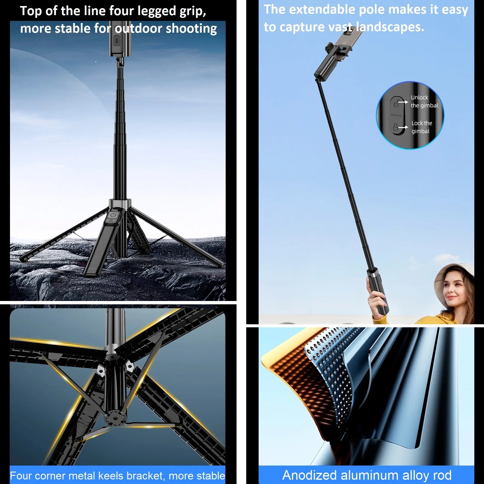 Auto Face Tracking Tripod 360° Rotation for Iphone Android, 59'' Auto Tracking Phone Holder Tripod Selfie Stick for Video Vlogs