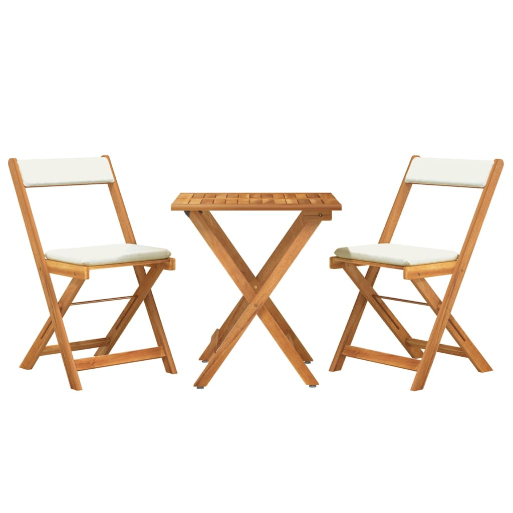 Bistro Set Klappbar Sitzgruppe Balkonmöbel 3-Tlg. Massivholz Akazie Vidaxl