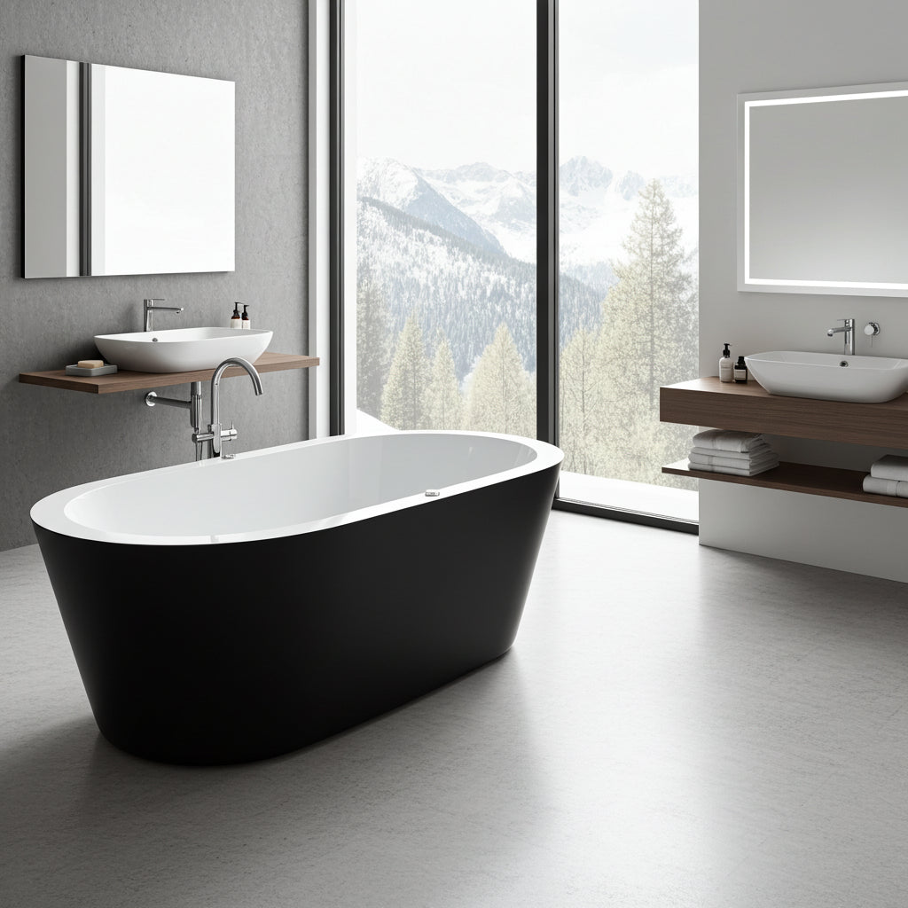 Badewanne Maggiore II Whirlpool Schwarz Bad Wanne Badausstattung Luftdüsen