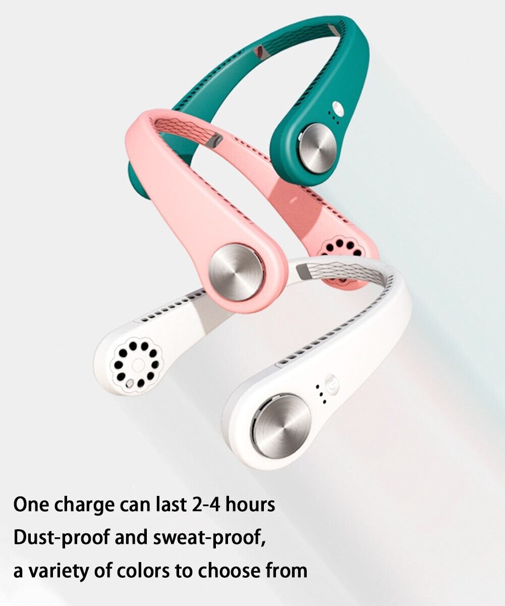 (US Shipping) USB Portable Hanging Neck Fan Cooling Air Cooler Little Electric Air Conditioner