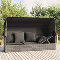 Outdoor Loungebett Mit Dach Kissen Gartenliege Gartenmöbel Poly Rattan Vidaxl