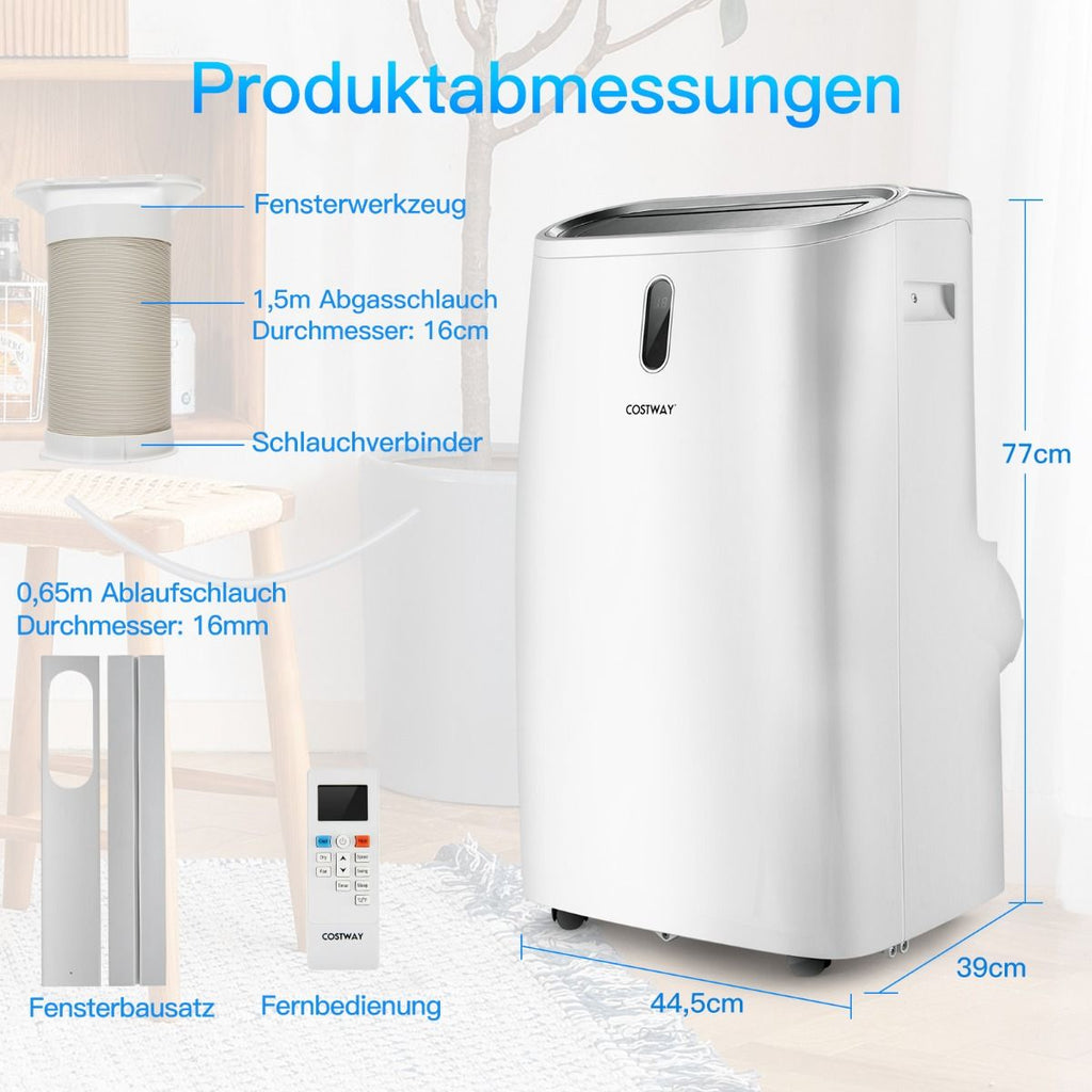 5 in 1 Mobile Klimaanlage 16000 BTU Kühl & Ventilator & Entfeuchter & Heiz Entfeuchter 16℃-32℃ 44,5 X 39 X 77 Cm Weiß