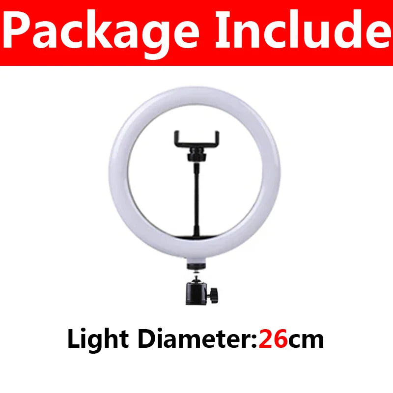 LED Selfie Ring Light Dimmable Photography Ringlight with Phone Stand Holder Makeup Fill Light for Youtube Support Video Live